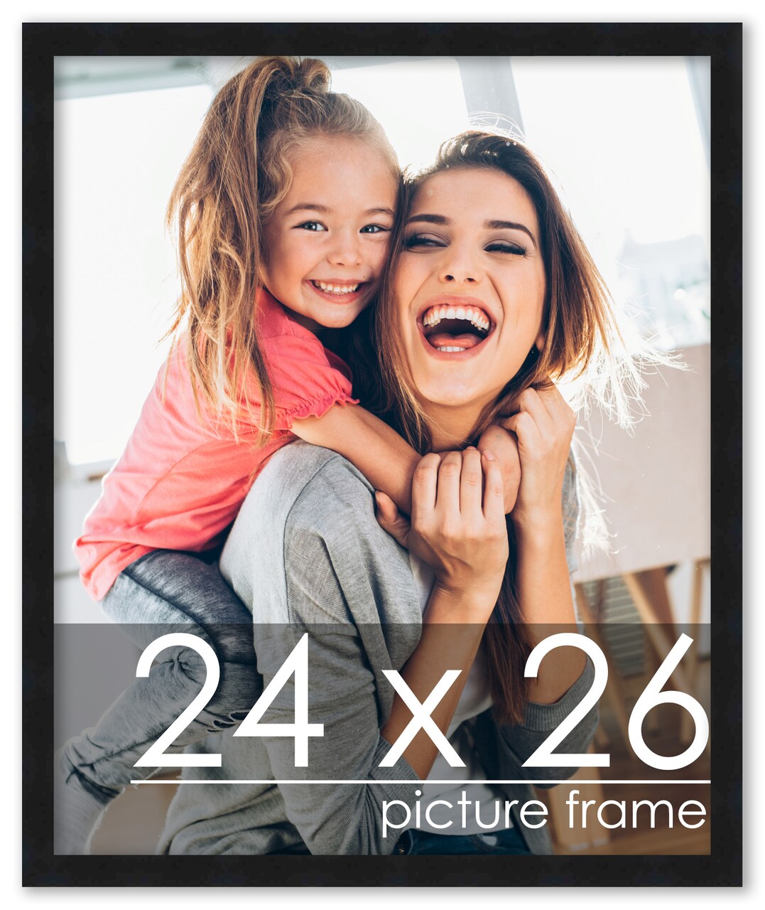 24x26 Solid Wood Picture Frame with UV-Resistant Acrylic & Acid-Free Backing, Available in 6 Finishes: Matte Black, Matte White, Metallic Bronze, Silver, Natural Wood Grain & Mahogany